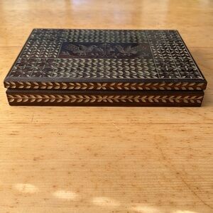 Vintage Carved Wooden Dresser Box, approx 12" Carved Wooden Jewelry Box, Etched